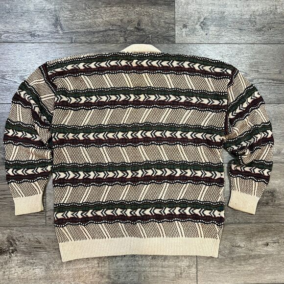 Vintage 90s Duplex Designs Patterned Knit Cardigan Sweater - Men's Size XL - Picture 5 of 7